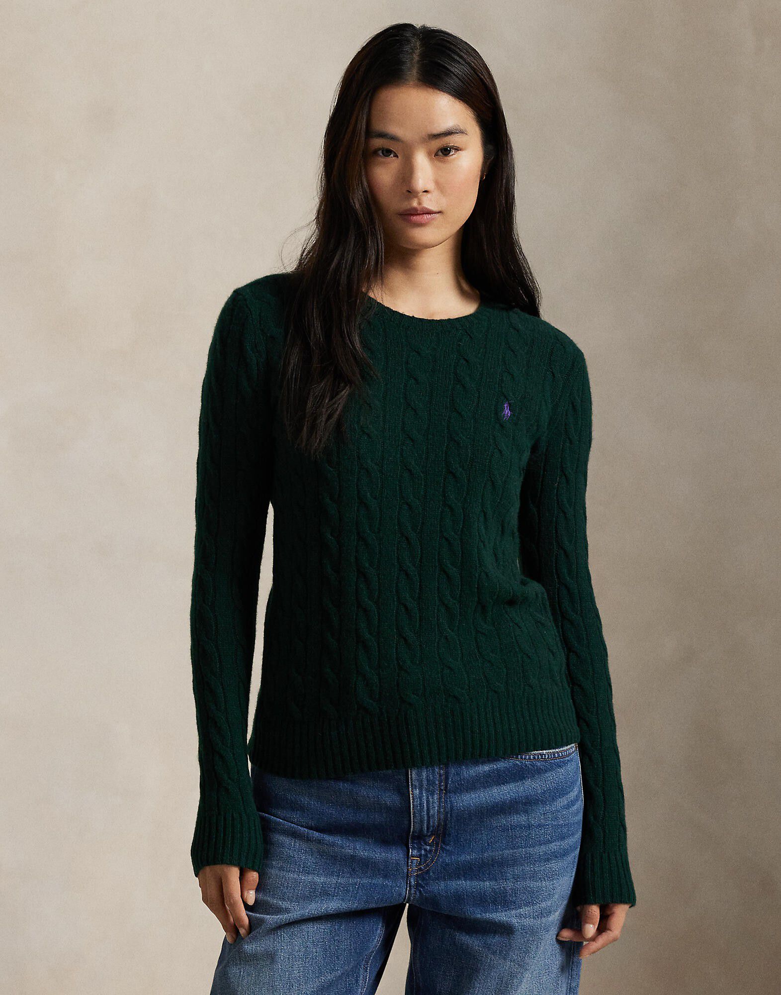 Cable Wool-Cashmere Crewneck Sweater