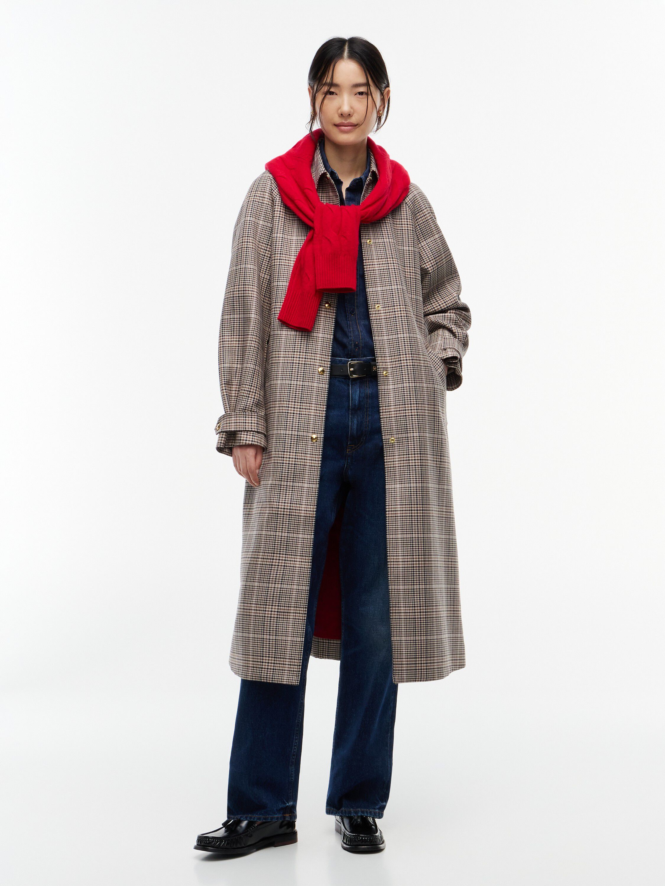 Check Belted Mac Coat