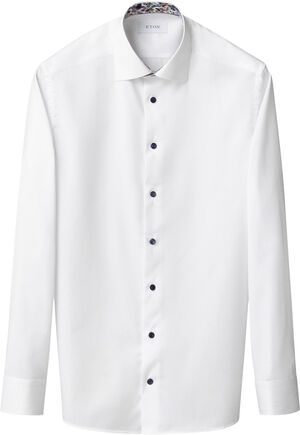 Contemporary Fit White Floral Effect Signature Twill Shirt