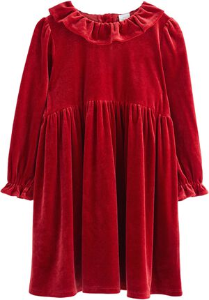 Soft long-sleeved dress in velvet w