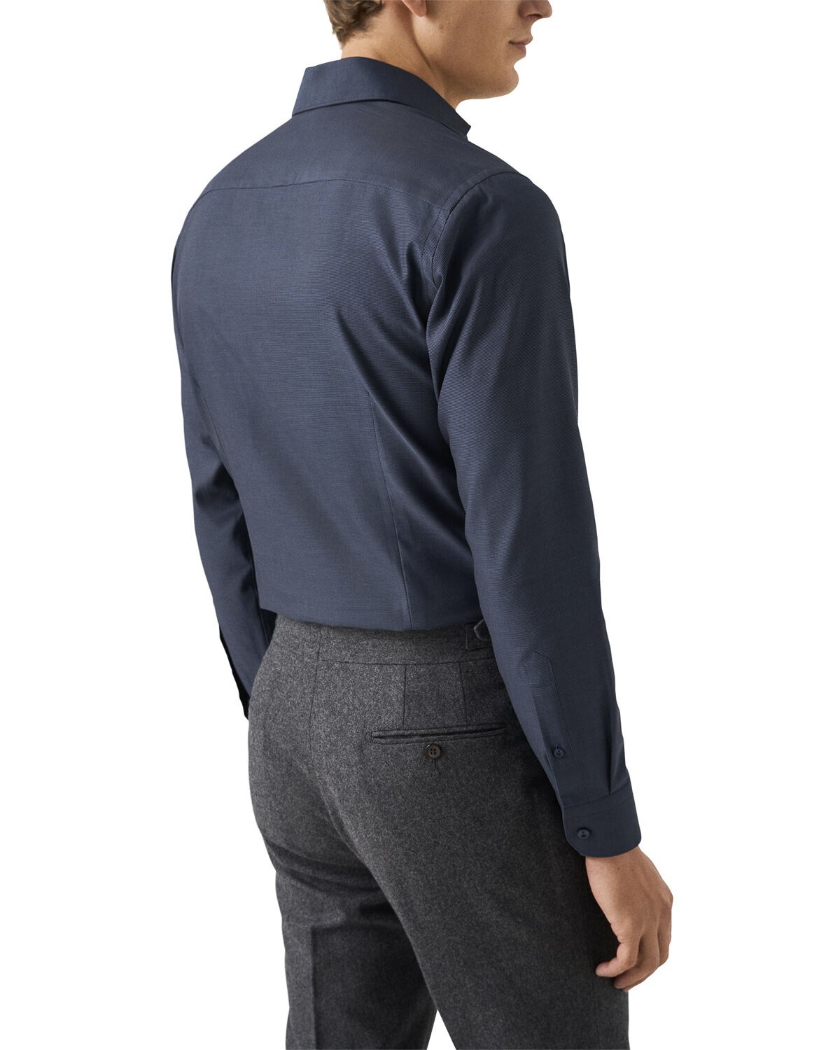 Contemporary Fit Navy Blue Semi Solid Signature Dobby Shirt