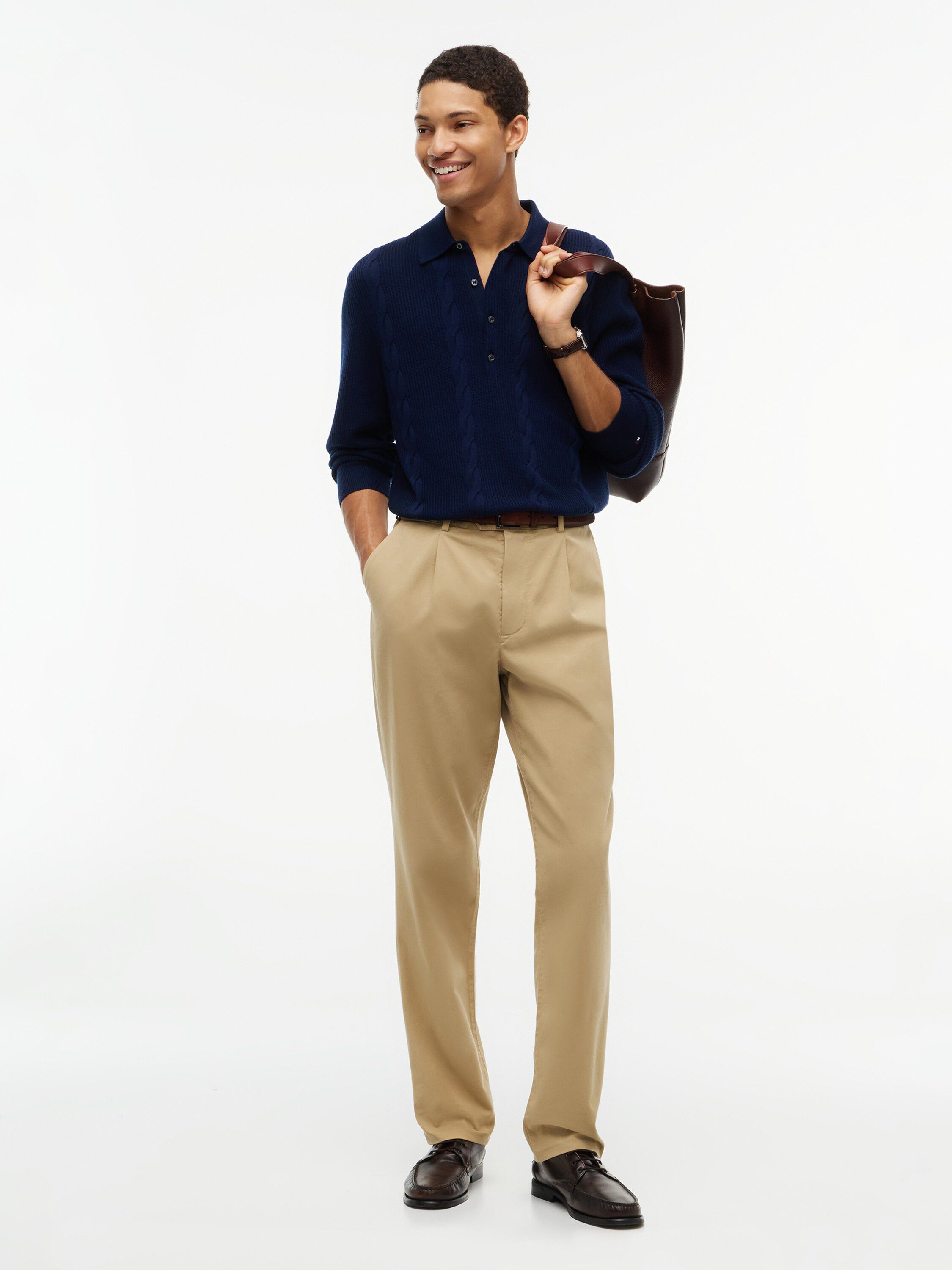 NY WOOL CABLE L/S POLO