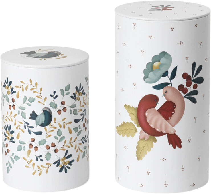 GC Cottage Opbevaringsdåse Ø10/Ø11 hvid m. deko 2 stk.