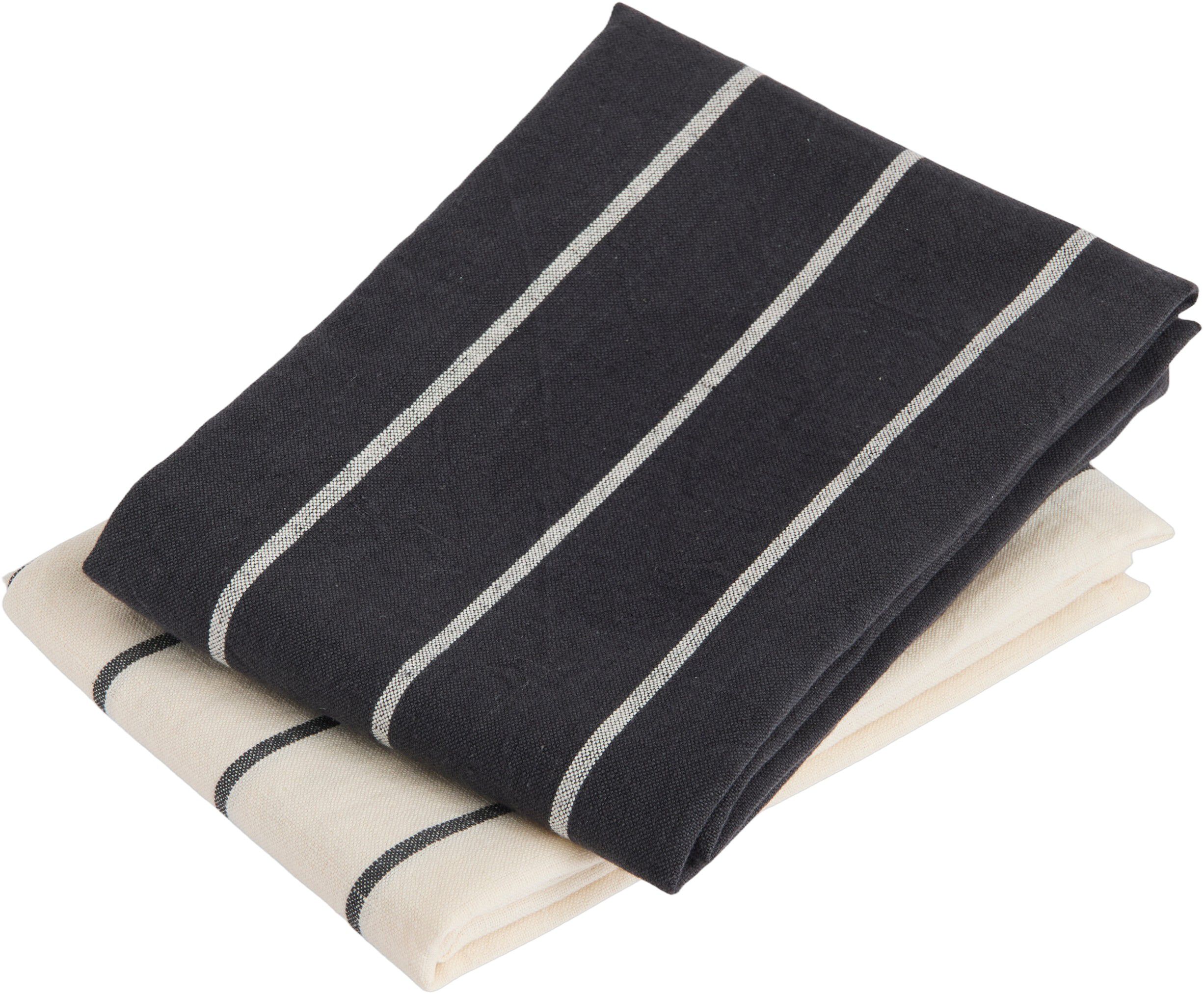 Outdoor Market Tea Towel - Set of 2 - Blue with beige stripe