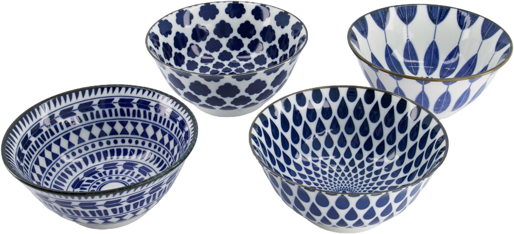 Mixed Bowls Tayo Bowl Giftset 4pcs 15x7cm 500ml Blue/White D