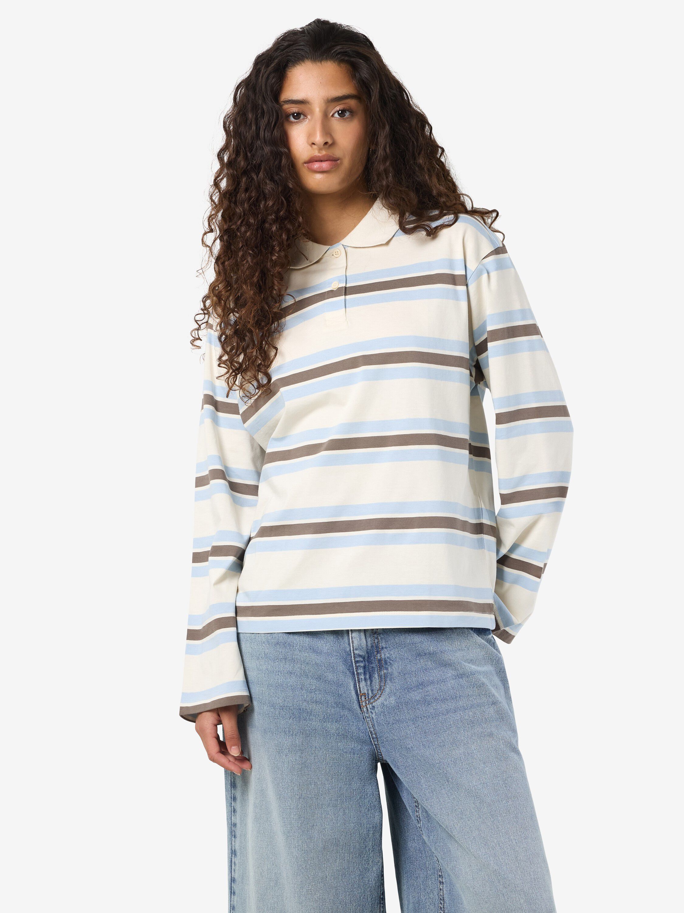 NMAURA L/S STRIPED POLO SHIRT JRS
