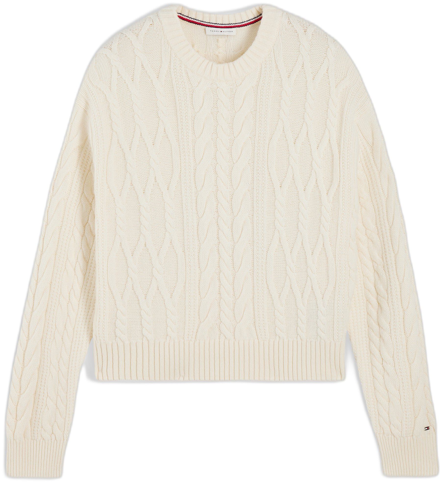 Relaxed Cable Knit Jumper With Silk