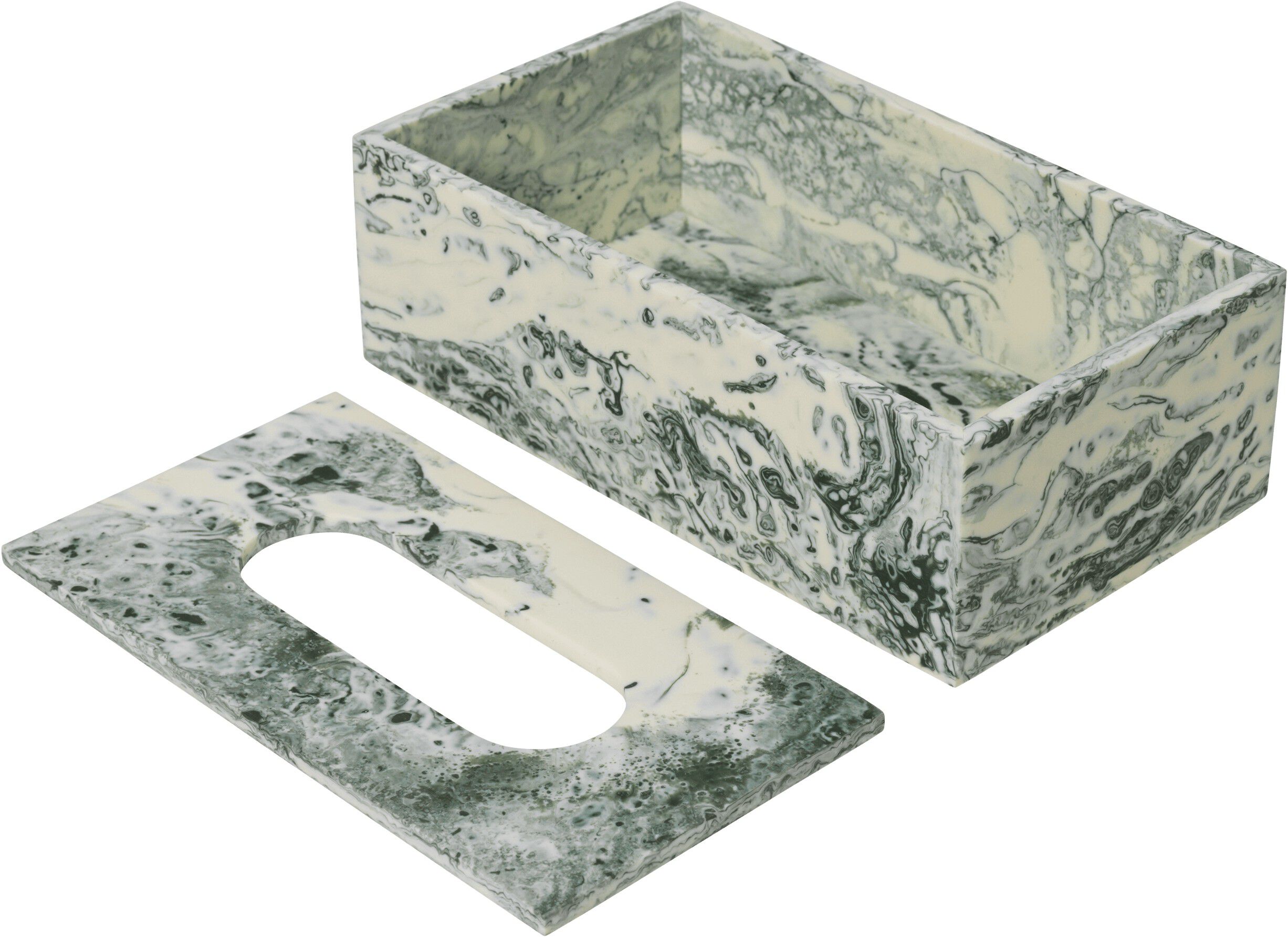 Mist Tissue Box - Emerald Off-white