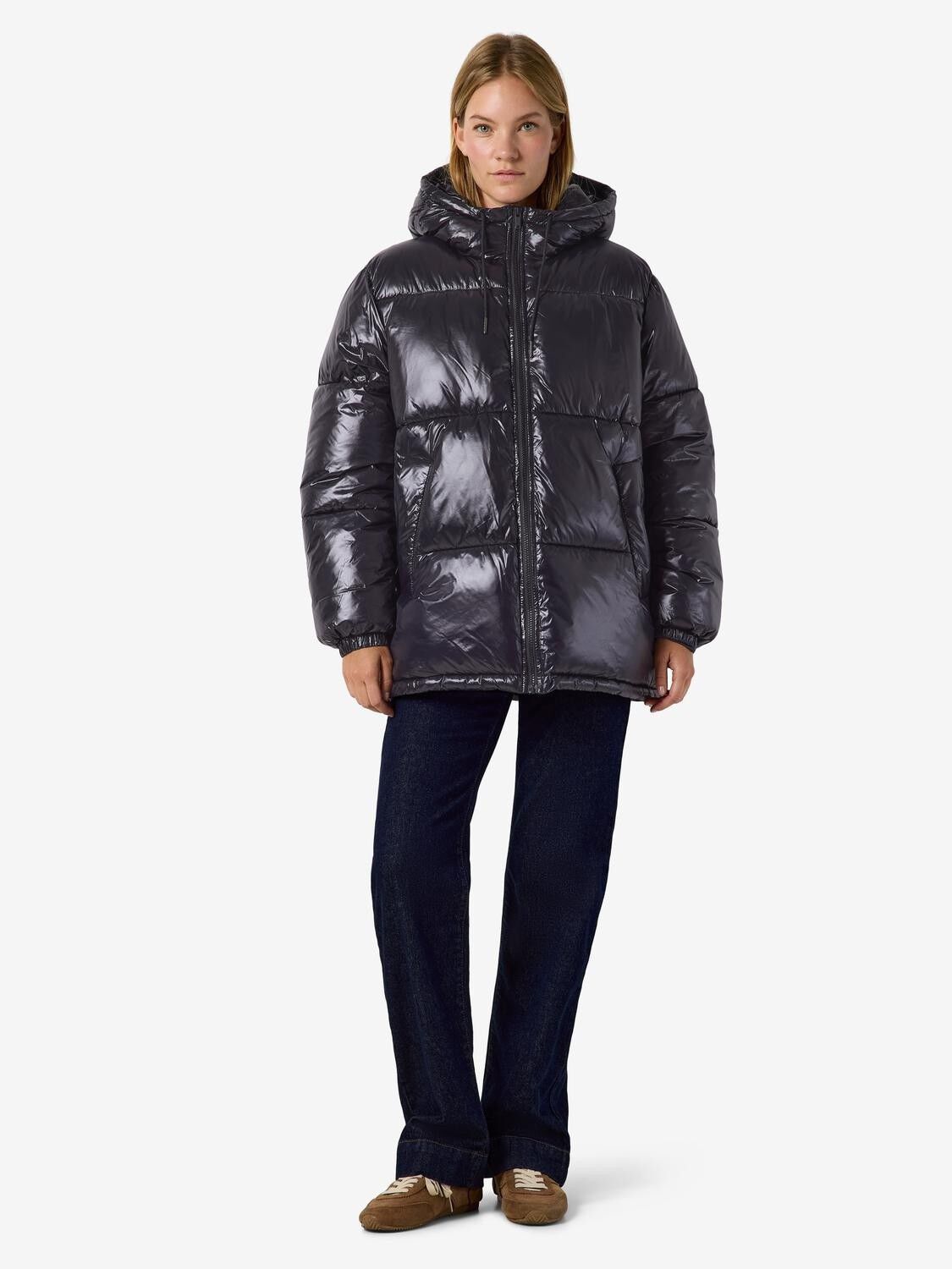 Nmallie Shiny Hood Long Jacket