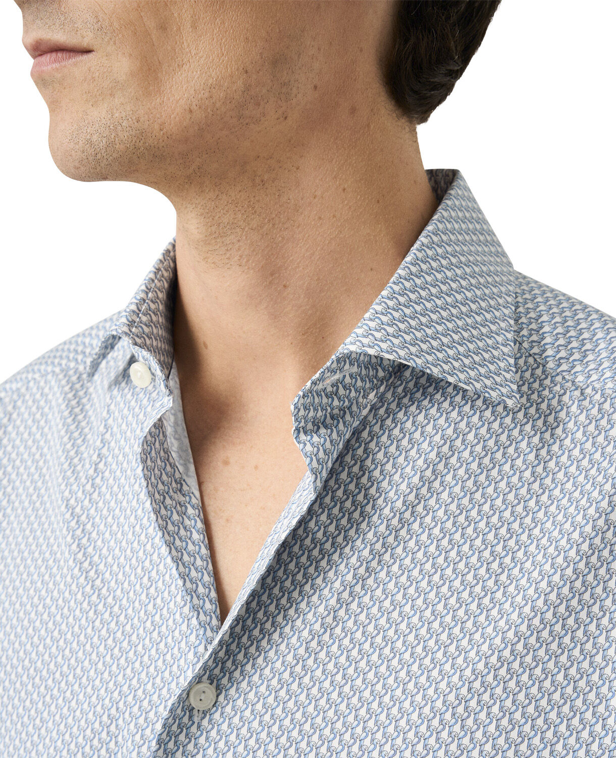 Contemporary Fit Light blue Parrot Print Signature Twill Shirt