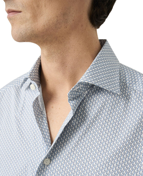 Contemporary Fit Light blue Parrot Print Signature Twill Shirt