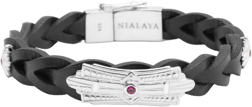 Braided Leather Bracelet with Sterling Silver Detail