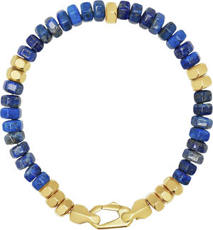 Men's Hexagon Beaded Bracelet with Blue Lapis and Gold