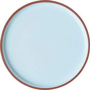 PLATE, MEDIUM, 2 PCS, CLAY TERRACOTTA, GLAZE LIGHT BLUE, 185