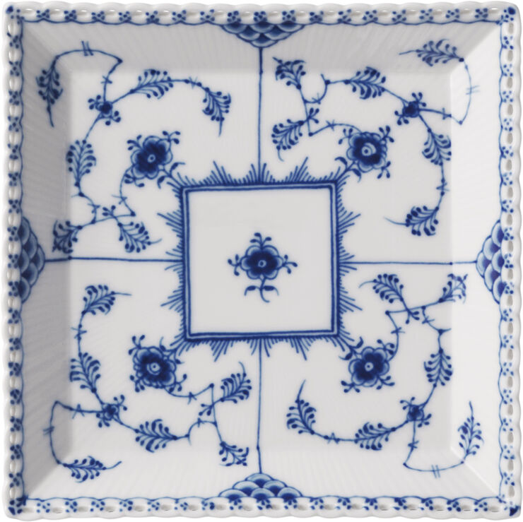 Musselmalet Helblonde lille firkantet tallerken 14 cm