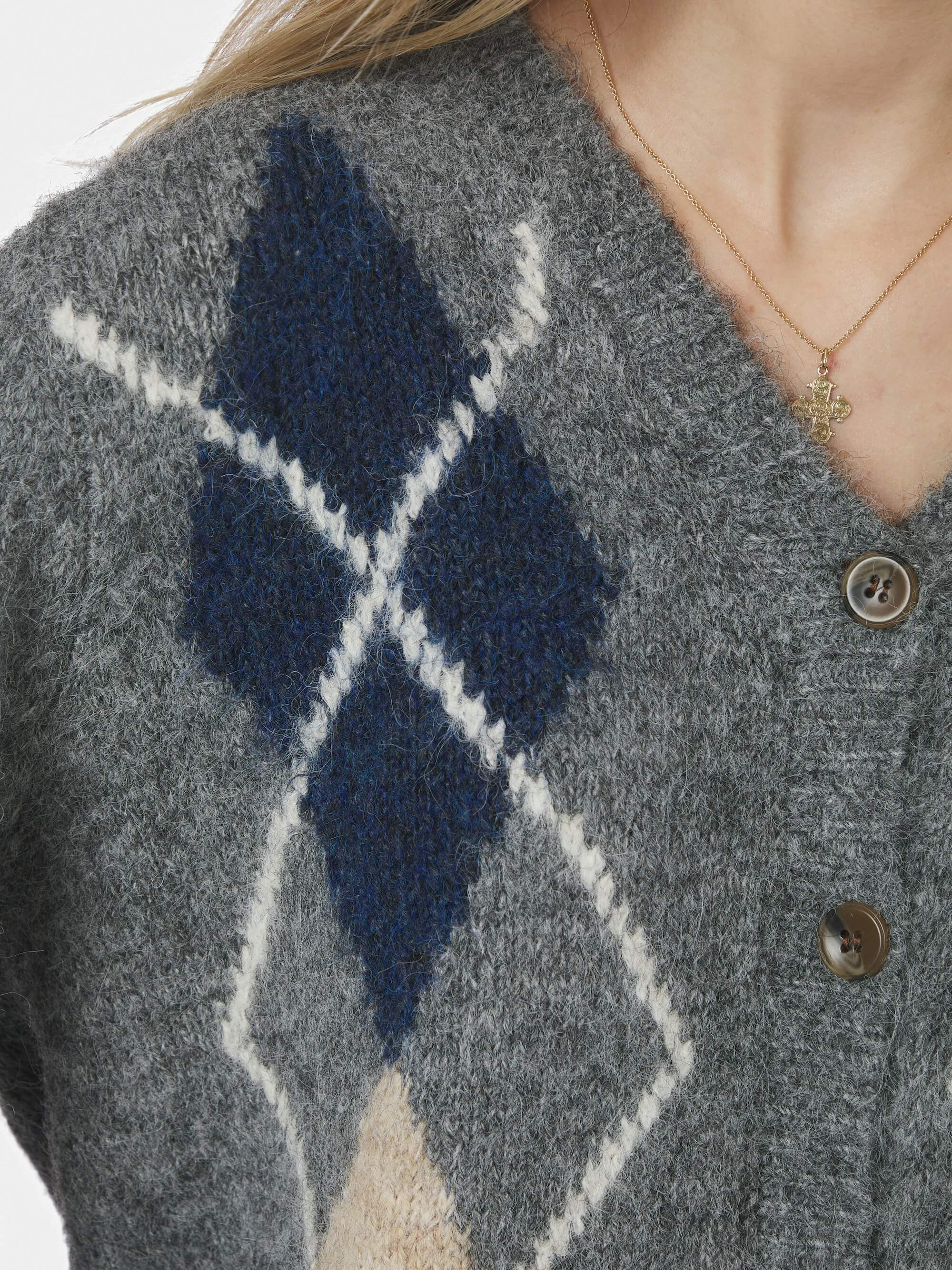 Beleney Small Check Fluff Cardigan