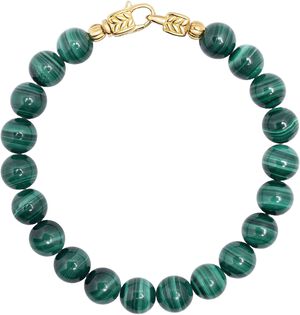 Green Malachite Healing Bracelet with Gold Lock