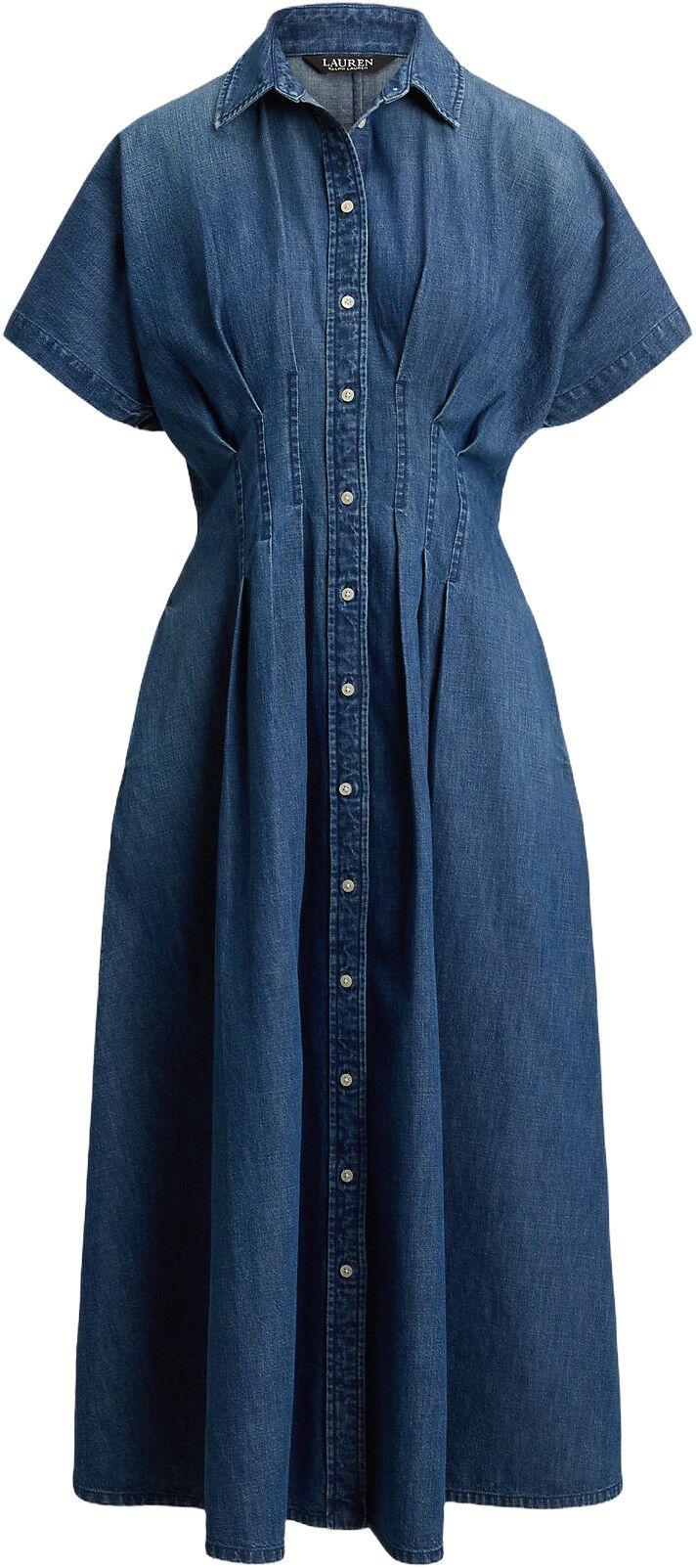 Pleated Denim Shirtdress