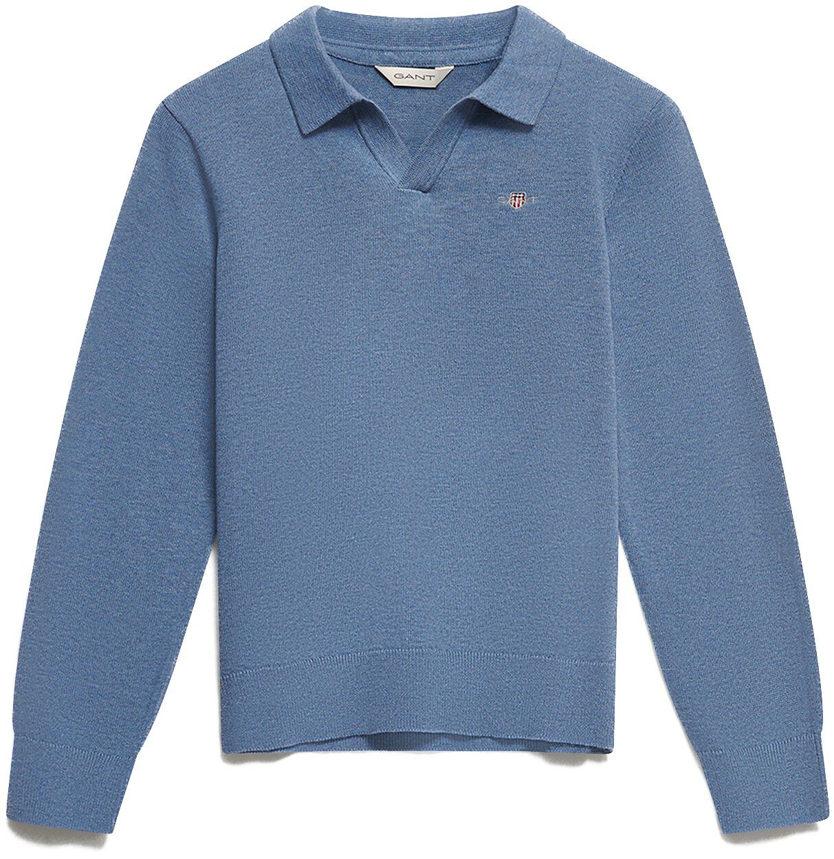 Shield Knitted V Neck Ls Polo