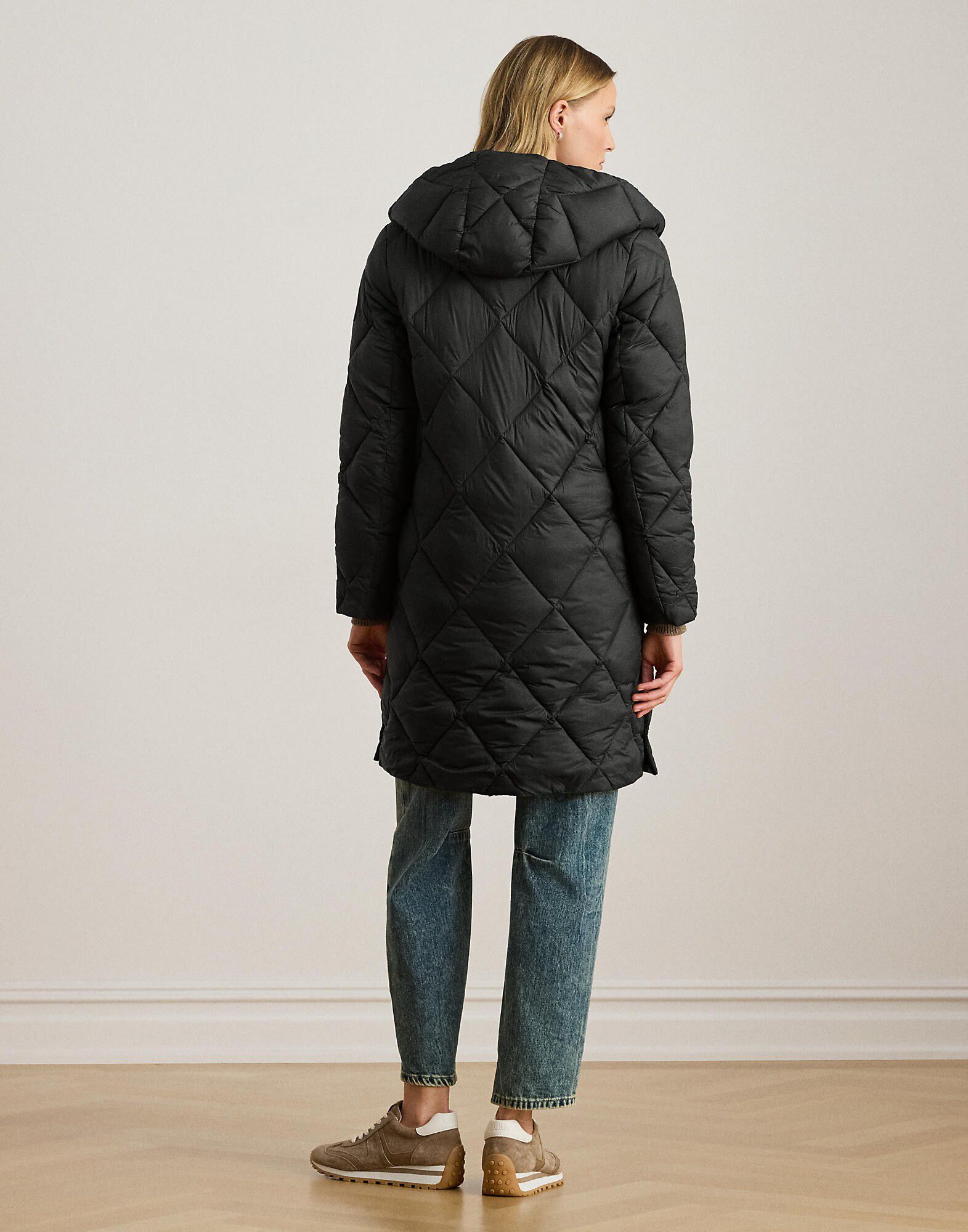 Hooded Diamond-Quilted Down Coat