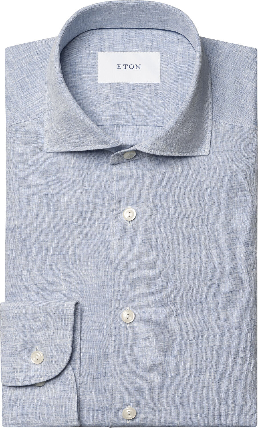 Slim Fit Light blue Solid Plain Weave Linen Shirt