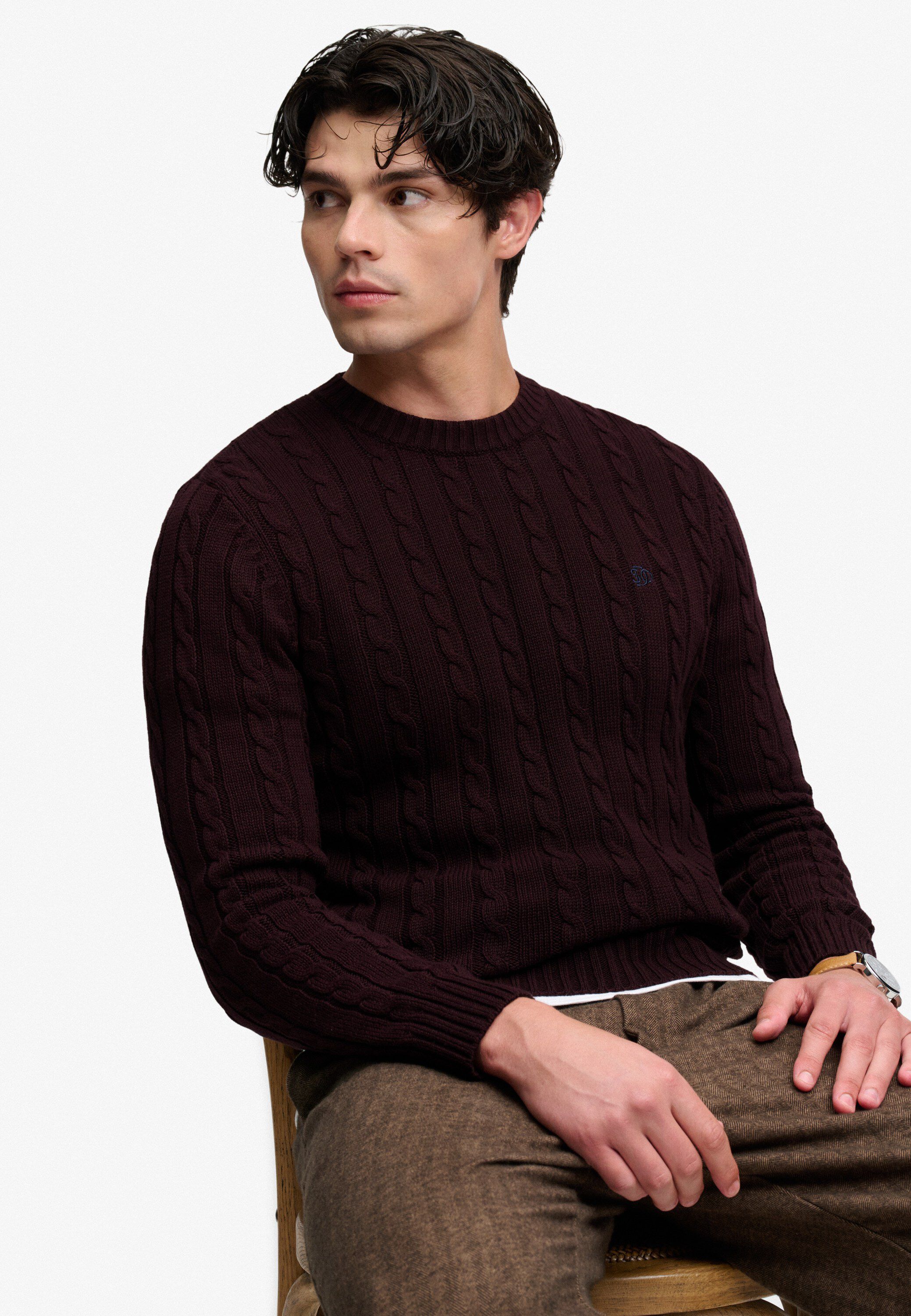 COTTON CABLE KNIT CREW