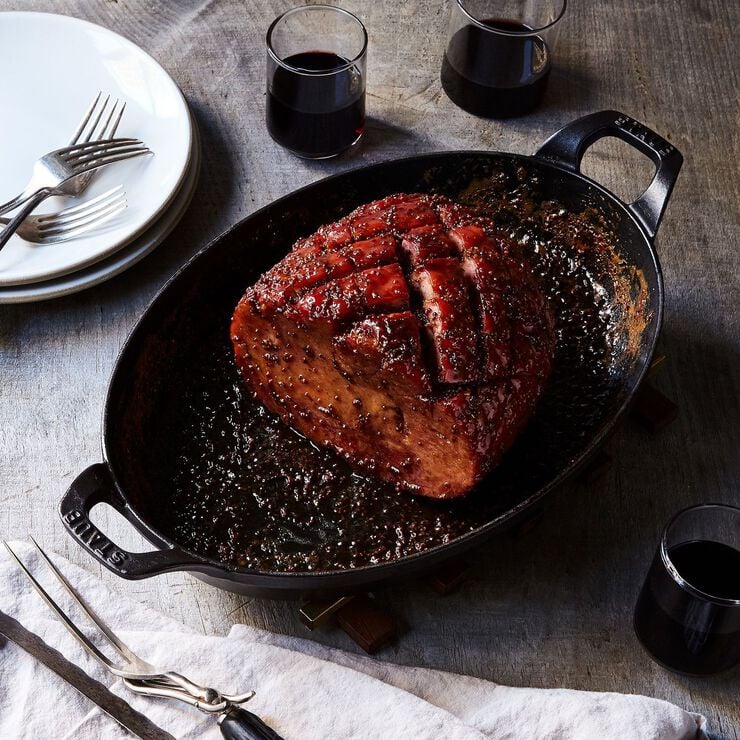 Ovalt fad 32 cm sort støbejern