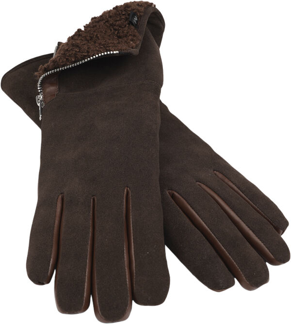 CREMONA - FEMININE ZIP LEATHER GLOVES W/ SHEARLING LINING
