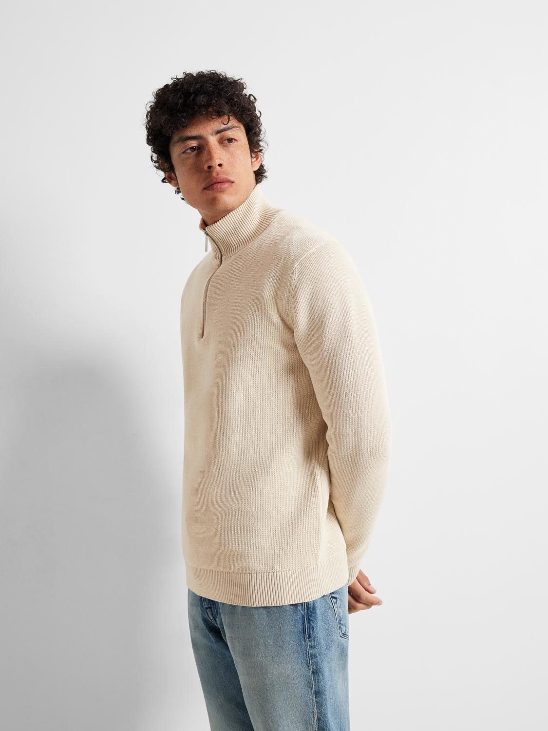 Slhdane Ls Knit Structure Half Zip Noos