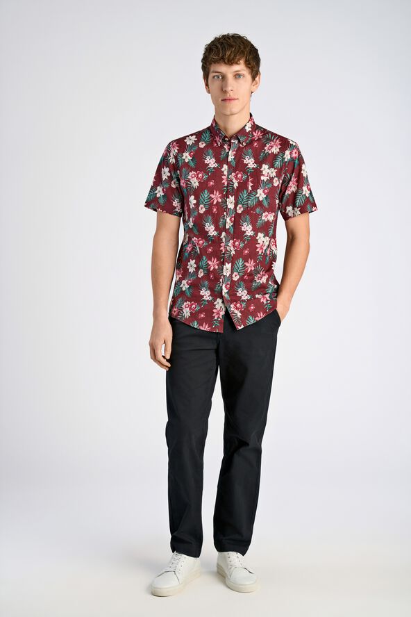 Printed cotton/linen shirt S/S