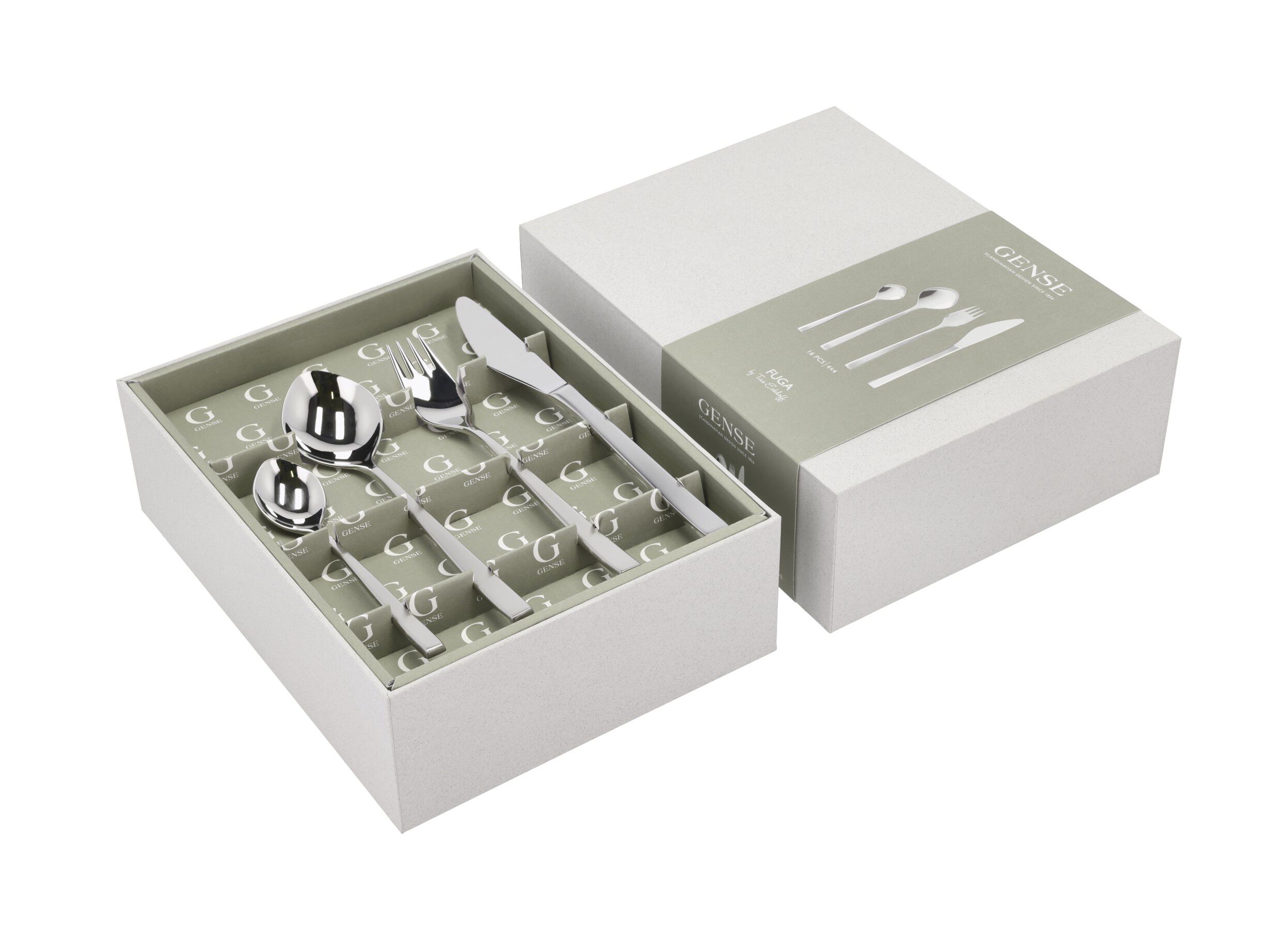 Bestikksett Fuga 16 deler Matt/Blankt st&aring;l