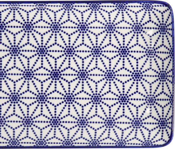 Nippon Blå plade rektangel 21x13,5cm Stjerne