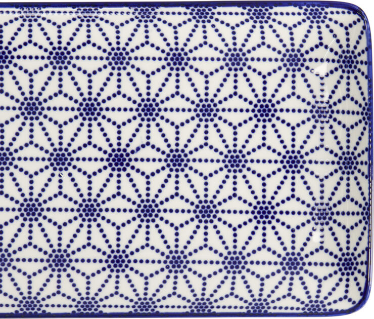 Nippon Blå plade rektangel 21x13,5cm Stjerne