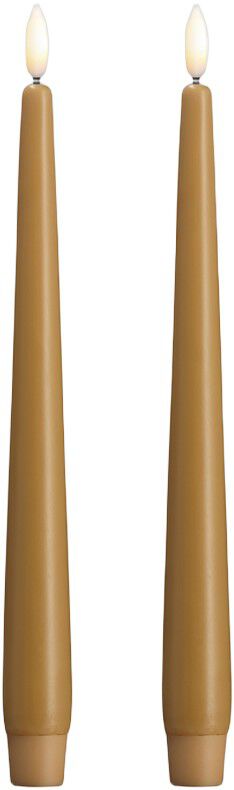 Moods & More - LED taper candle, Silk, Slim, Honey mustard, 2-pack, 23
