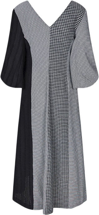 Three-Quarter Sleeve Midi Dress, 2247 Patchwork Jersey