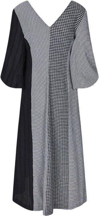 Three-Quarter Sleeve Midi Dress, 2247 Patchwork Jersey