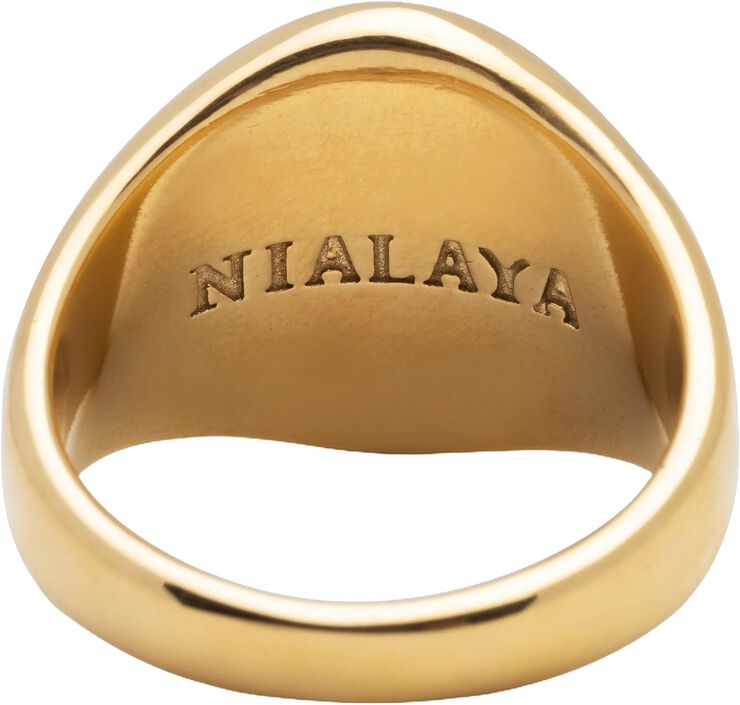 Men's Stainless Steel Lion Crest Ring with Gold Plating