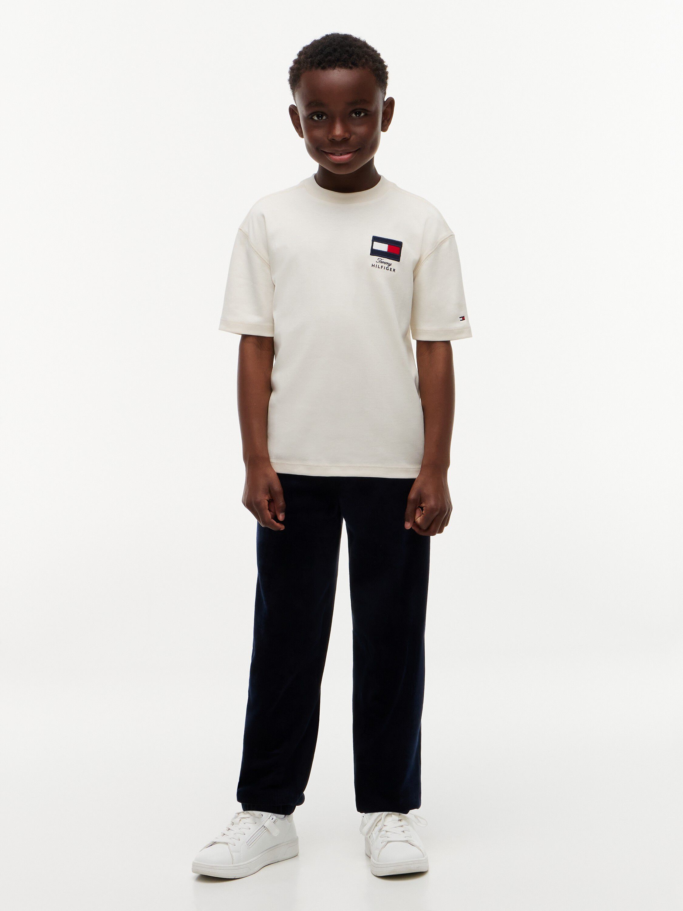 Flag Logo Embroidery Crew Neck T-Shirt