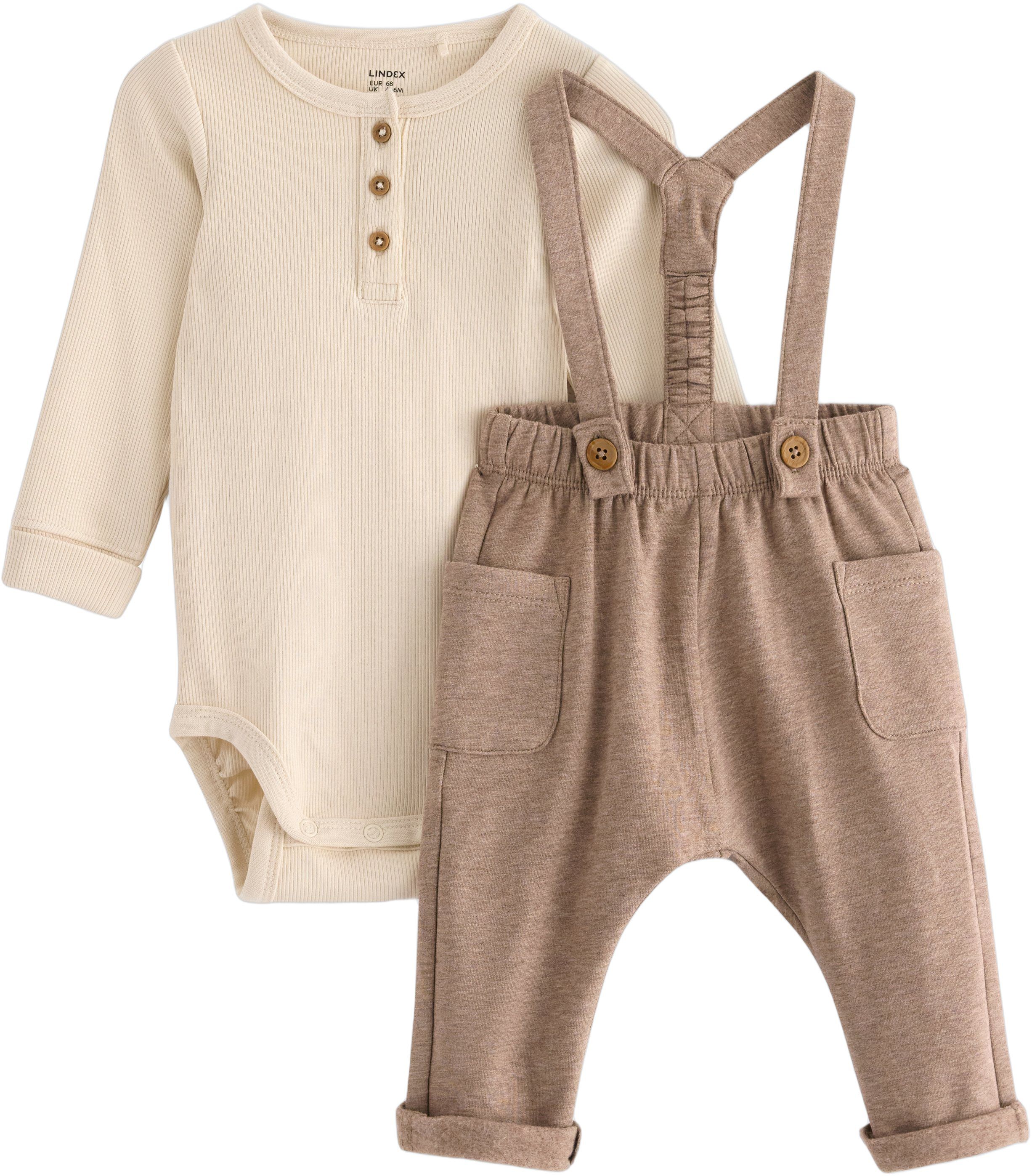 2-delat set med l&aring;ng&auml;rmad ribbad bo