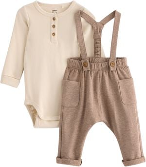 2-delat set med långärmad ribbad bo