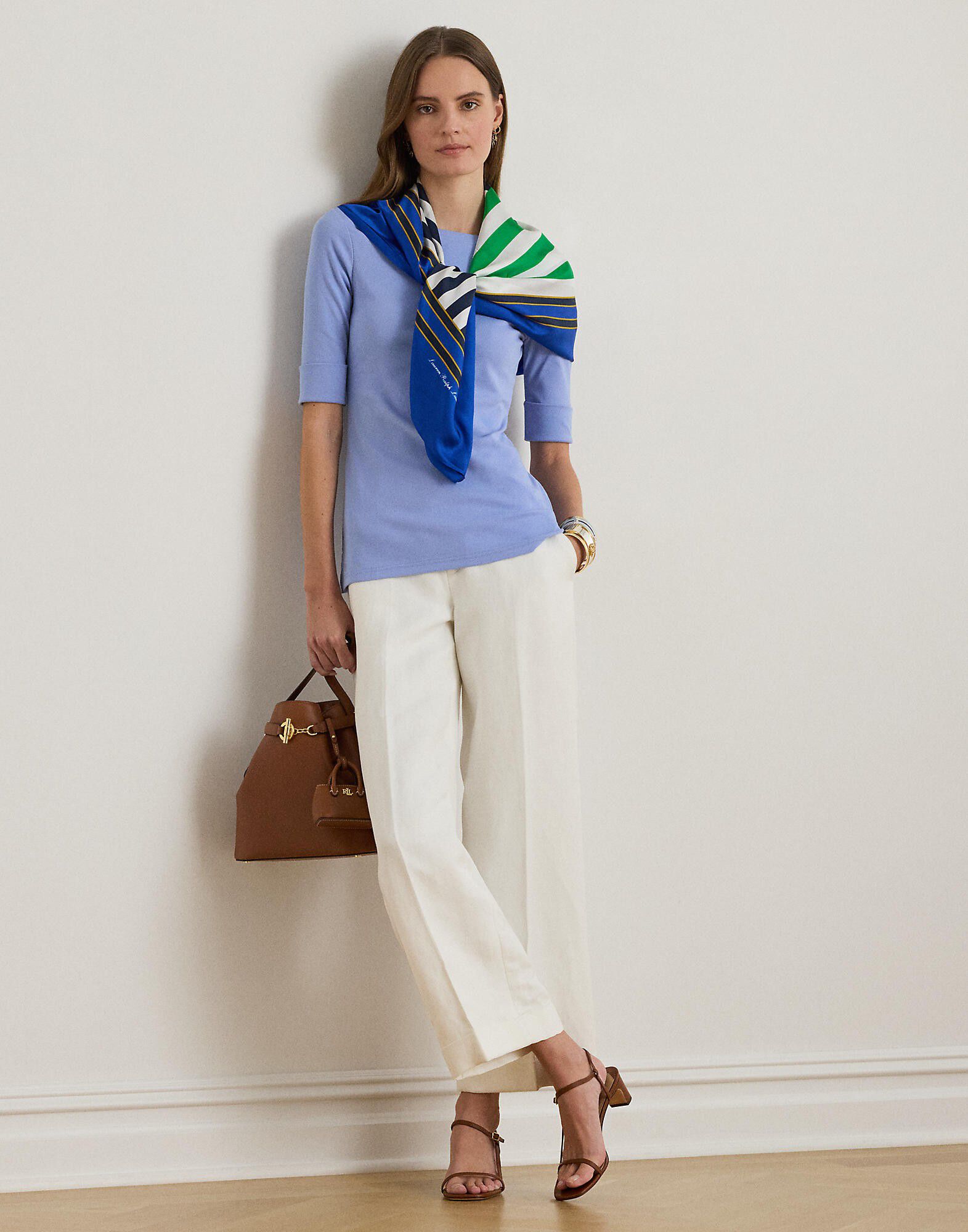 Stretch Cotton Boatneck Tee