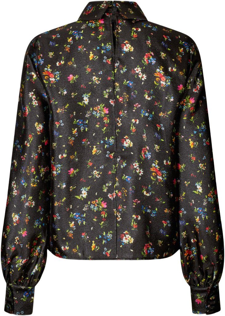 2067 Flat Textured Poly, Gathered Ruffle Long Sleeve Top