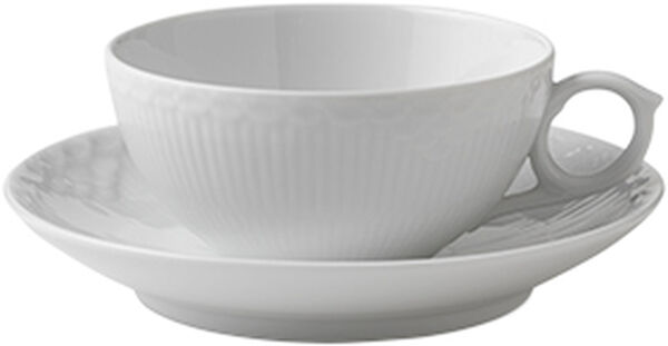 Hvid Halvblonde 20 cl. kop med underkop