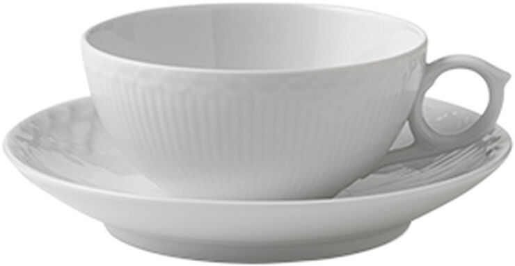 Hvid Halvblonde 20 cl. kop med underkop