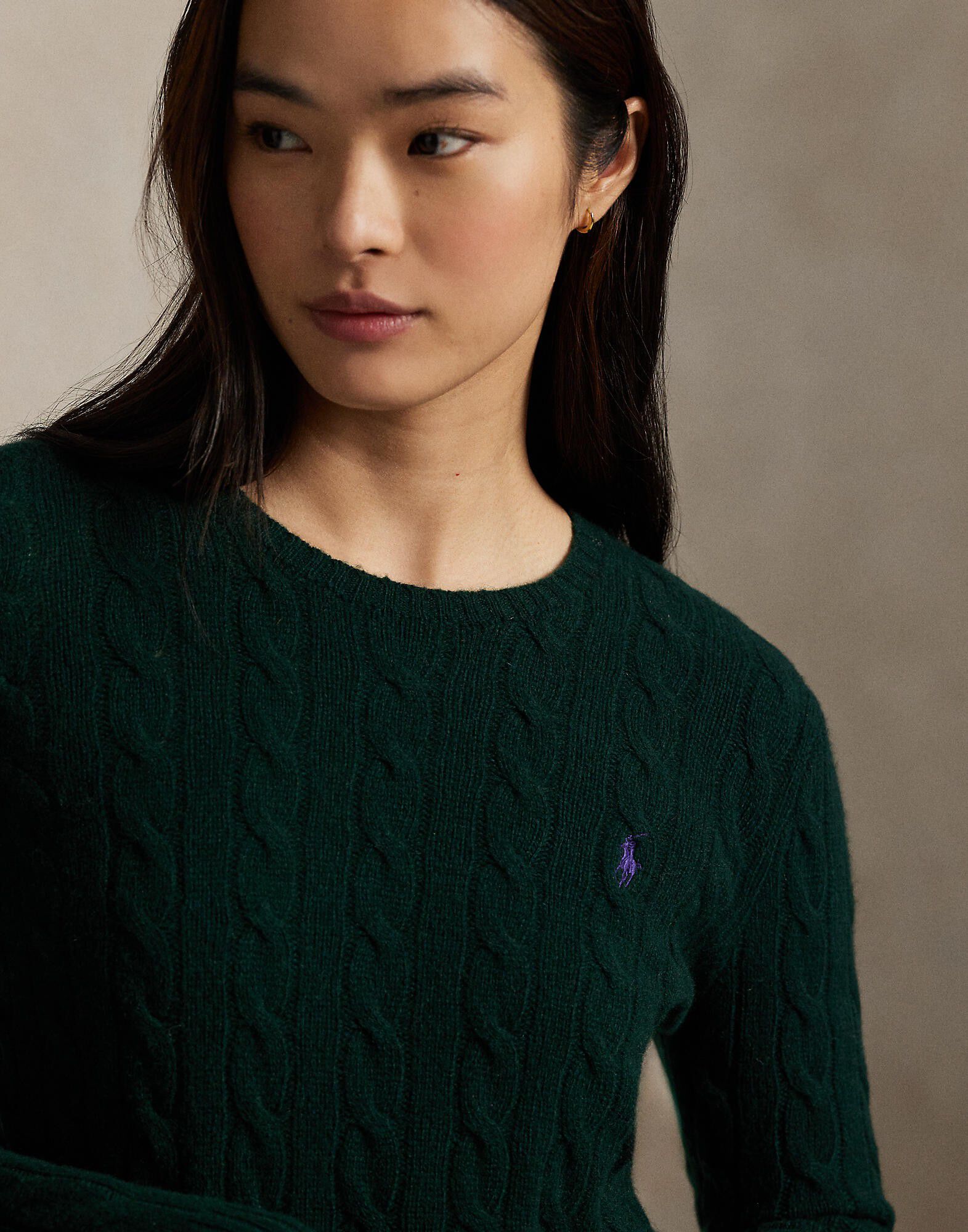 Cable Wool-Cashmere Crewneck Sweater