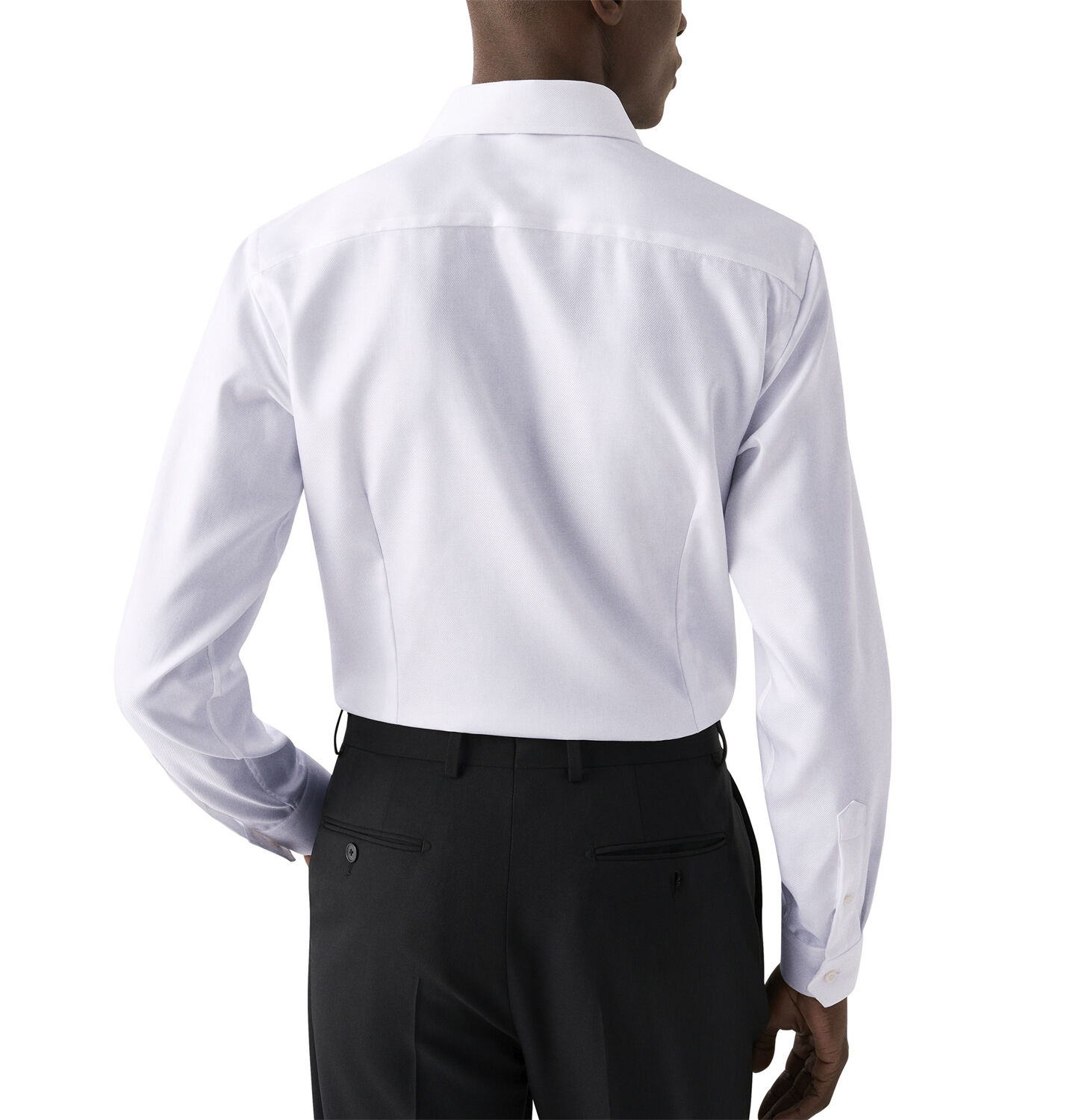 Slim Fit White Textured Twill Shirt - French Cuff