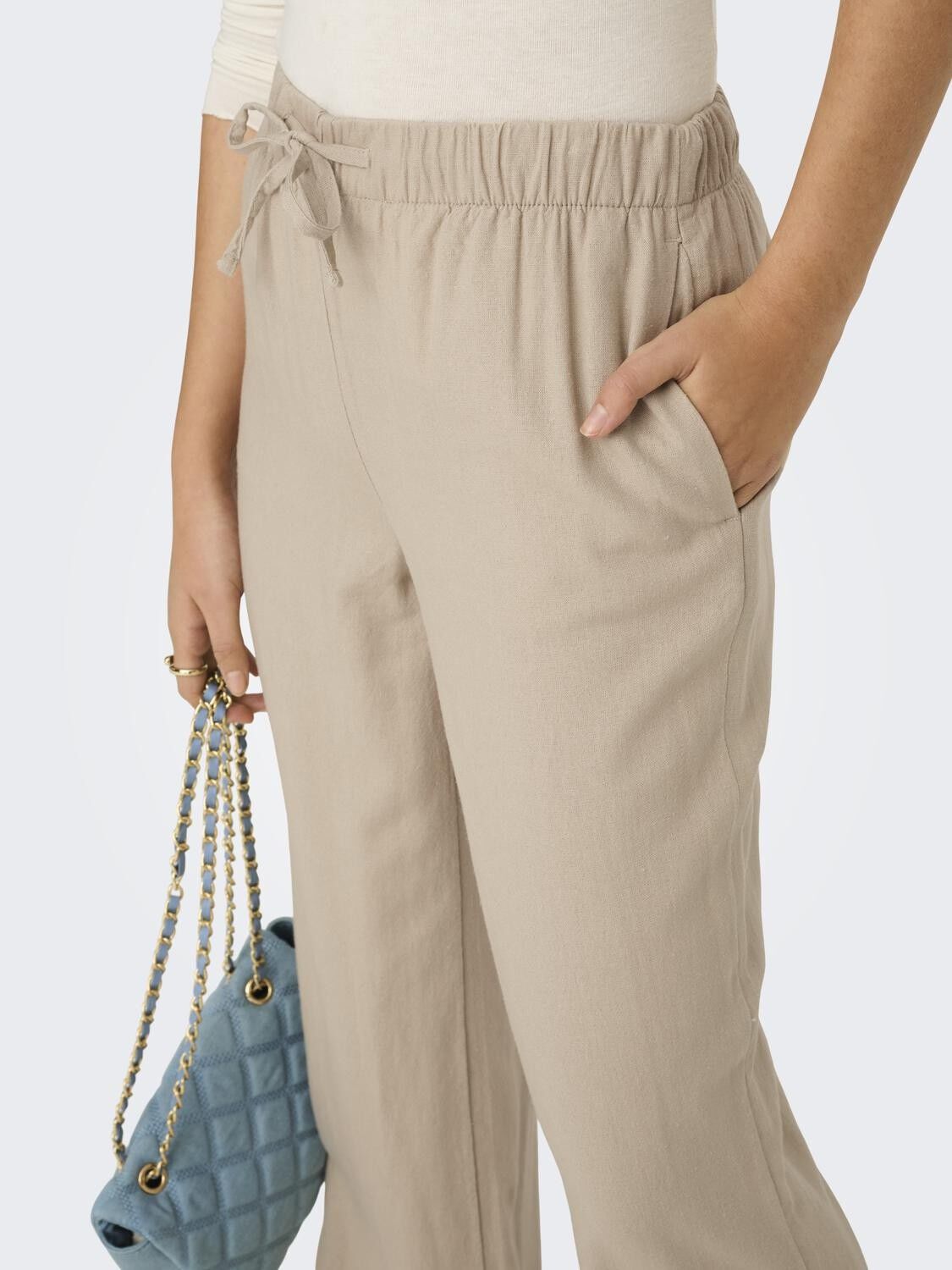 ONLGOA MW LINEN BL PULL-UP PANT CC