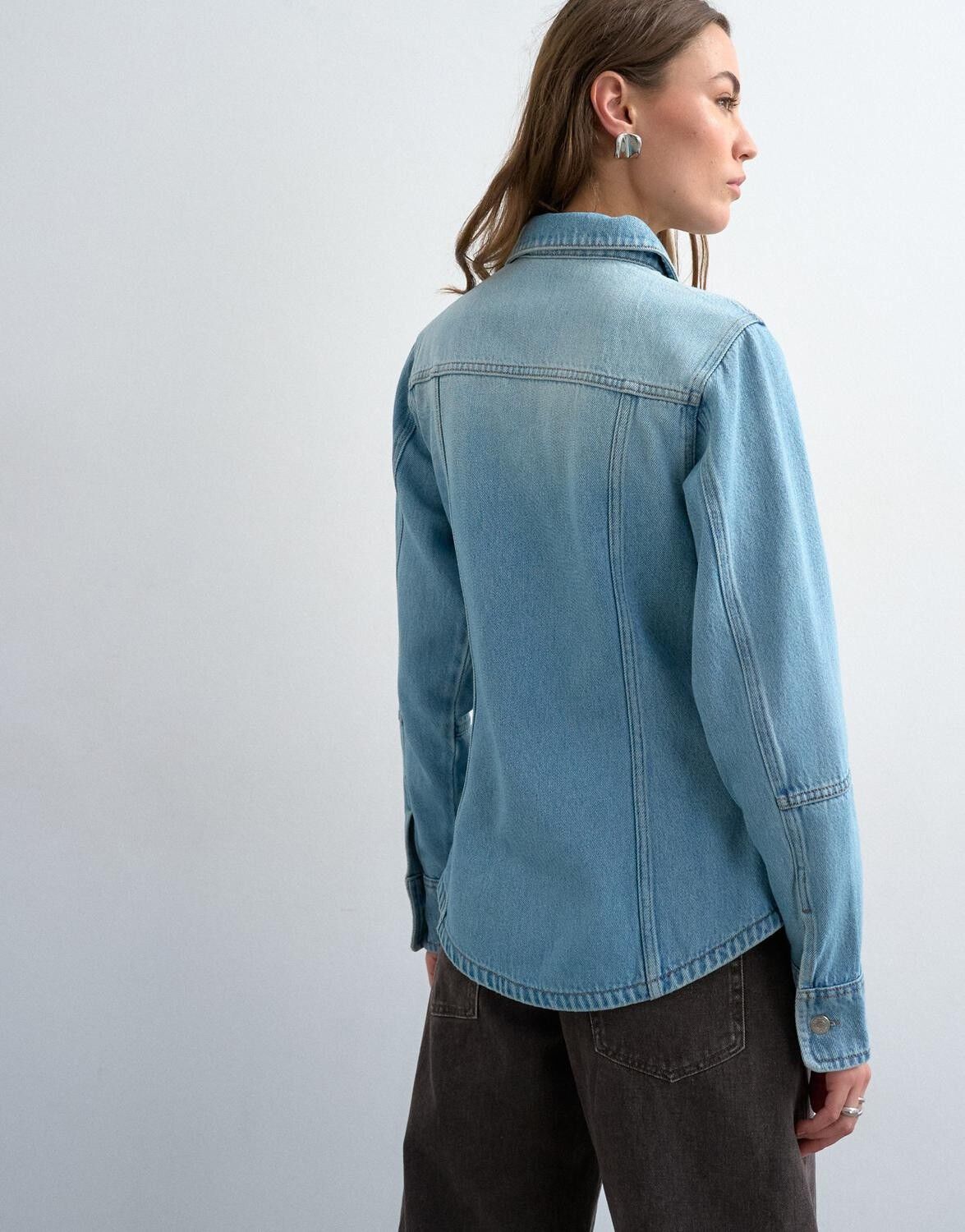 Tseddy Denim Ls Shirt Dnm