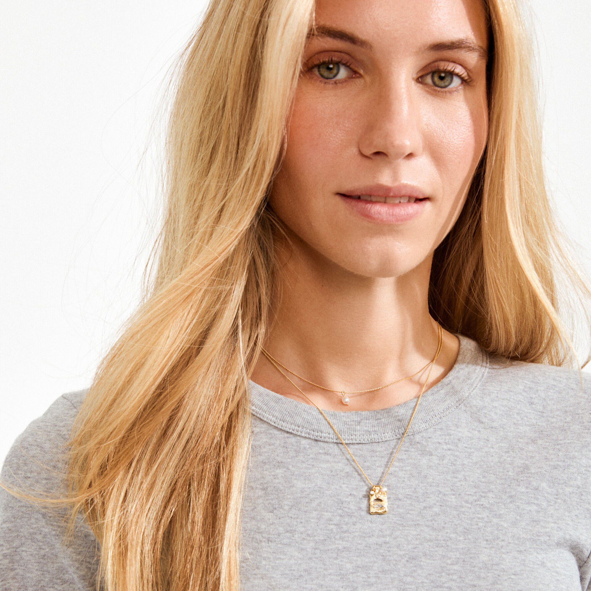 FIRE halsk&aelig;de 2-i-1 s&aelig;t, guldbelagt