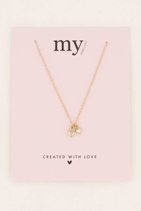 Two rhinestone heart necklace
